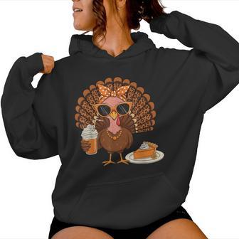 Thanksgiving For Turkey Drinking Coffee Leopard Women Hoodie - Thegiftio UK