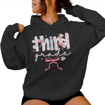 Third Grade Teacher Coquette Bow Elementary School Women Hoodie - Thegiftio UK