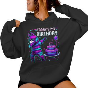 Todays My Birthday Llama Pinata Birthday Party Boy Girl Bday Women Hoodie - Thegiftio