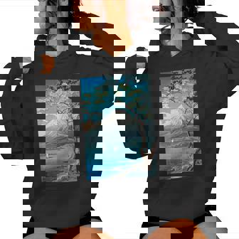 Ukiyo-E Monte Fuji Pintura Japonesa Impresión Obra Maestra Pintura Artística Hombres Es Ropa Divertida Arte Regalo Divertido Manga Larga Sudadera con capucha para mujer - Regaloses