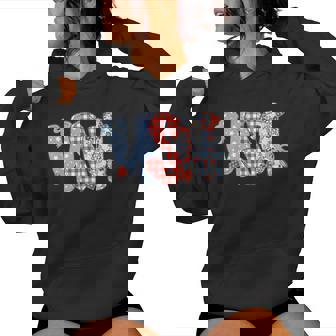 Usa Flower Coquette Bow American Patriotic Happy 4Th Of July Women Hoodie - Monsterry