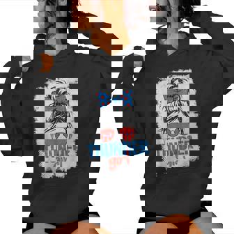 Vintage Thunder Girl Messy Bun Retro Sports Fan Team Spirit Women Hoodie | Mazezy