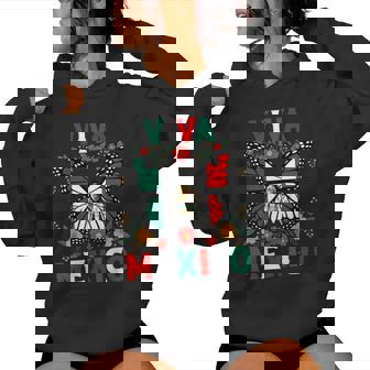 Viva Mexico Mexican Butterfly Independence Day Flag Mexico Women Hoodie | Mazezy