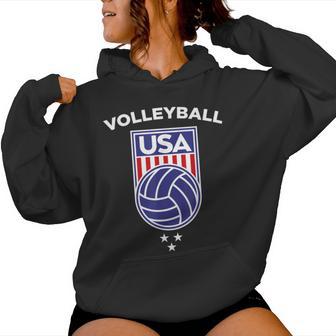 Volleyball Beach Usa Flag Volleyball Team Player Girl Boy Women Hoodie - Thegiftio UK