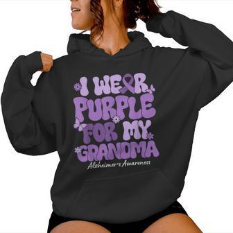 I Wear Purple For My Grandma Alzheimers Awareness Support Women Hoodie - Thegiftio UK