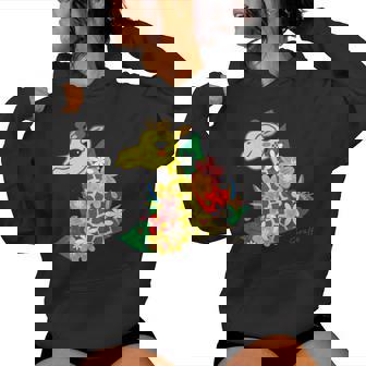 キリン 花 Giraffes Flower レディースパーカー - Kawaiitshirt