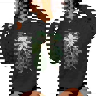 白モクレン花 ボタニカルアート レディースパーカー - Kawaiitshirt