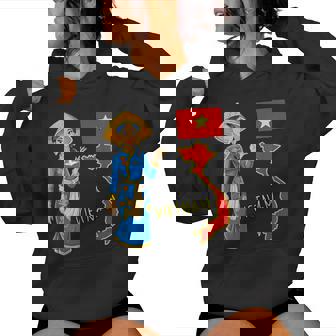 美しい笑顔のベトナムの女の子、旗とベトナムの地図 レディースパーカー - Kawaiitshirt