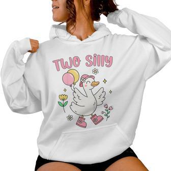 2Nd Second Birthday Two Silly Goose Bday Toddler Girl Women Hoodie - Thegiftio UK