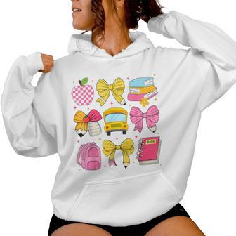 Back To School Coquette Bow Pencil School Bus Students Girls Women Hoodie - Thegiftio UK