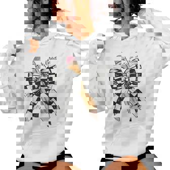 Back To School Hello Fifth Grade Teacher Coquette Pencil Bow Women Hoodie | Mazezy