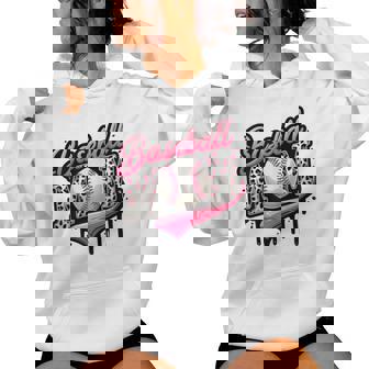 Baseball Mom Pink Leopard Ice Cream Drip Mother's Day Women Hoodie - Thegiftio UK