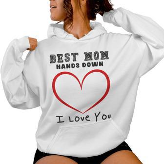 Best Mom Hands Down Handprint Women Hoodie - Thegiftio UK