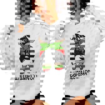 Bulgarian Mom Messy Bun Sunglasses Flag Women Hoodie - Monsterry