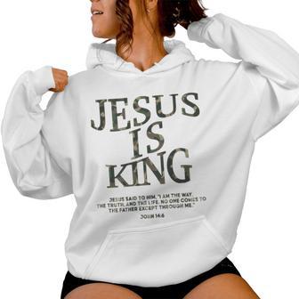 Camo Jesus Is King White Christian Youth God Son Brother Women Hoodie - Thegiftio UK