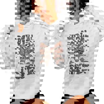 Checkered Football Sister Coquette Bow Game Day Girls Women Hoodie | Mazezy