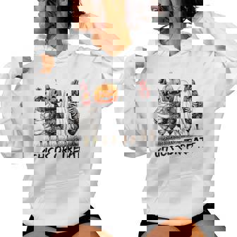 Chick Or Treat Halloween Pumpkin Ghost Spooky Chicken Women Hoodie - Monsterry