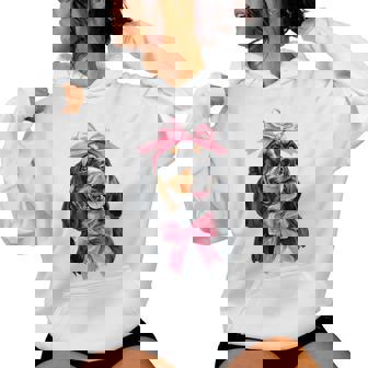 Coquette Bow Coonhound Dog Mom ピンクリボンガール レディースパーカー - Kawaiitshirt