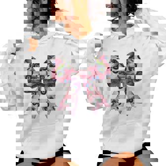 Coquette Bow Monster Truck Pattern Pink Mom Girl Women Hoodie - Monsterry