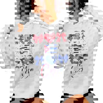 Cute Cuba Hispanic Heritage Month Bow Cuban Flag Girls Women Women Hoodie - Monsterry