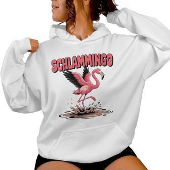 Damenchlammingo Wortspiel Flamingo Im Matsch Alspaßogel Mit-Ausschnitt Kapuzenpullover für Damen - Geschenkecke