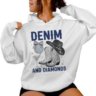 Denim And Diamonds Western Boots Jeans Rodeo Cowgirl Women Hoodie - Monsterry