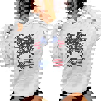 Filles Américaines 4 Juillet Usa Drapeau Lunettes Deoleil Sweat à capuche femme - Cadeauxyz