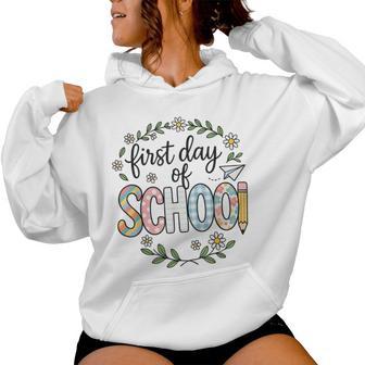 First Day Of School Floral Back To School Teacher Women Hoodie - Thegiftio UK