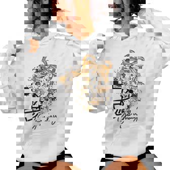 Floral Football Game Day Girly Bow Team Spirit Black & Gold Women Hoodie - Monsterry