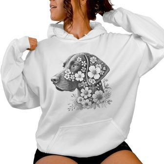 Floral German Shorthaired Pointer Gsp Dog Flower Idea Women Hoodie - Thegiftio UK