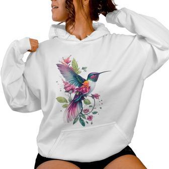 Floral Humming Bird Flowers Tie Dye Hummingbird Women Hoodie - Thegiftio UK