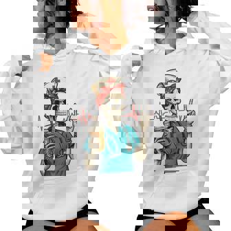 Skeleton Nurse Coffee Lover Halloween Women Hoodie - Thegiftio