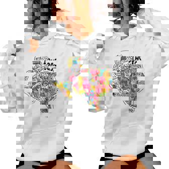 Girly Texas State Map Floral Coquette Bow 4Th Of July Usa Women Hoodie - Thegiftio UK