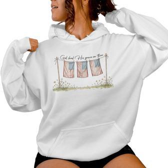 God Shed His Grace On Thee Christian 4Th Of July Usa Flag Women Hoodie - Thegiftio UK