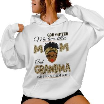 Goded Me Two Titles Mom And Grandma Leopard Women Hoodie - Thegiftio UK