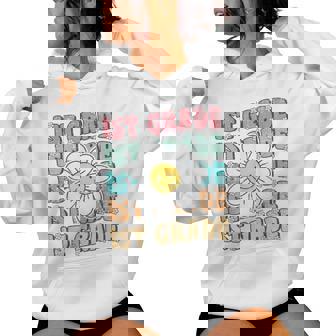 Groovy 1St Grade Back To School First Day Of First Grade Women Hoodie | Mazezy