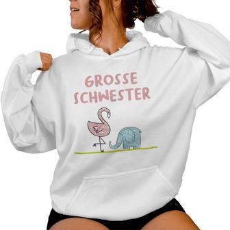Grossechwester Flamingo Und Elefant Geschenk Idee Kapuzenpullover für Damen - Geschenkecke
