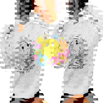 Grow Positive Thoughts イエロー スマイルフェイス 花 キッズ 女の子 レディースパーカー - Kawaiitshirt