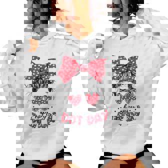 Happy Dot Day Girls Messy Bun Sunglasses Polka Dots Women Hoodie | Mazezy