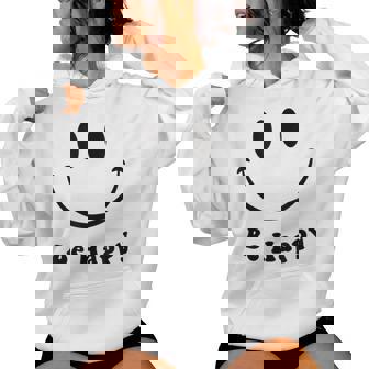 Be Happy Groovy スマイルフェイス かわいい ハッピーピース スマイルフェイス レディースパーカー - Kawaiitshirt