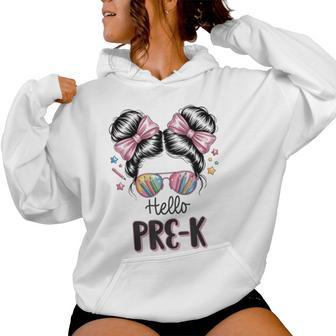 Hello Pre-K Girl Back To School 1St Day First Day Of Pre K Women Hoodie - Thegiftio UK
