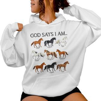Horses God Says I Am Cute Christian N Girl Jesus Love You Women Hoodie - Thegiftio UK