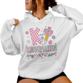 K Is For Kindergarten Teacher Coquette Bow Back To School Women Hoodie - Thegiftio UK