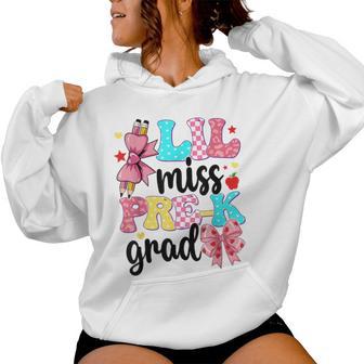 Little Miss Pre-K Grad 2025 Coquette Preschool Graduation Women Hoodie - Thegiftio UK