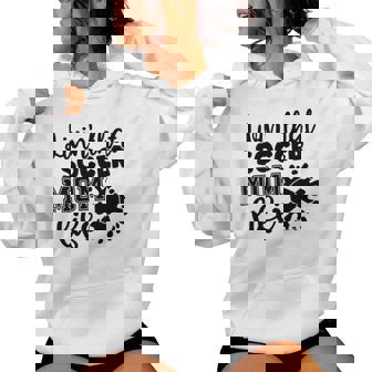 Livin' Thatoccer Mom Life ファニースポーツ 母の日 長袖tシャツ レディースパーカー - Kawaiitshirt