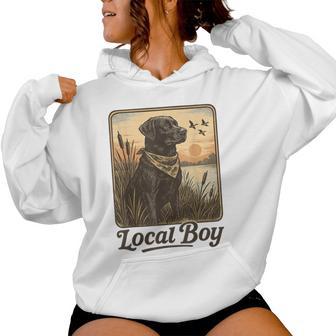 Local Boy Duck Hunting Black Lab Outdoor Vintage Women Hoodie - Thegiftio UK