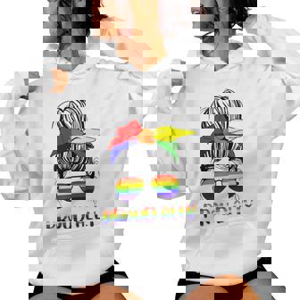 Messy Bun Proud Ally Pride Flag Love Lgbt レインボー サングラス レディースパーカー - Kawaiitshirt