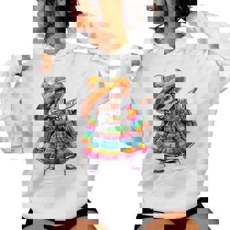 Mexican Dabbing Girl Poncho Sombrero Cinco De Mayo Women Hoodie - Monsterry