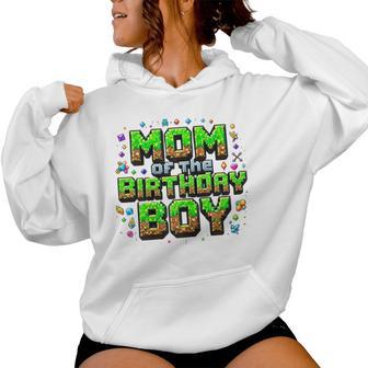 Mom Of The Birthday Boy Game Pixel Number Birthday Party Women Hoodie - Thegiftio UK