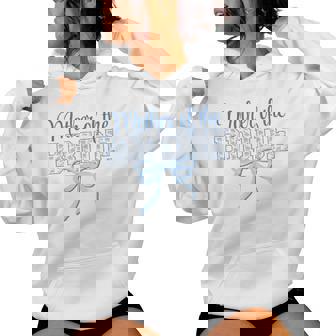 Mother Of The Bride Blue Bow Coquette Floral Matching Bridal Women Hoodie - Thegiftio